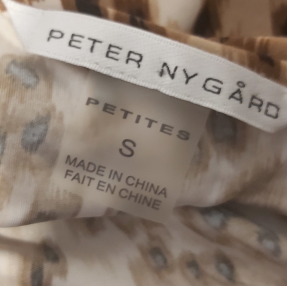 PETER NYGARD | Women's Petites Animal Print Top Brown White Size Small - Picture 7 of 7